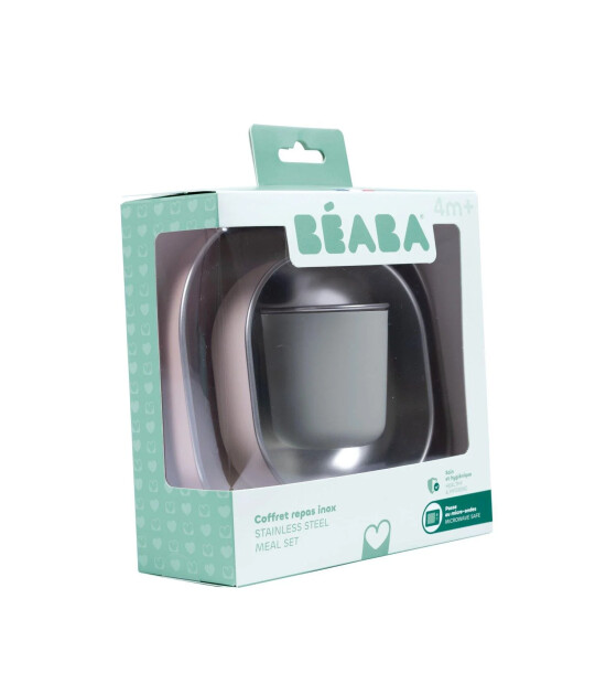 Beaba Paslanmaz Çelik Beslenme Seti (3 Parça) // Cotton Candy