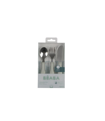 Beaba Paslanmaz Çelik Çatal Bıçak Kaşık Seti, Misty green