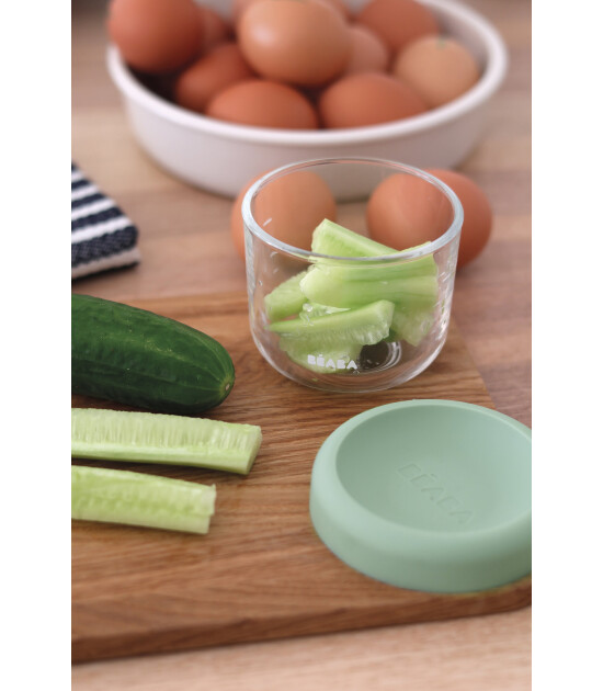 Beaba Bebek cam mama kavanozu 150 ml, Sage Green