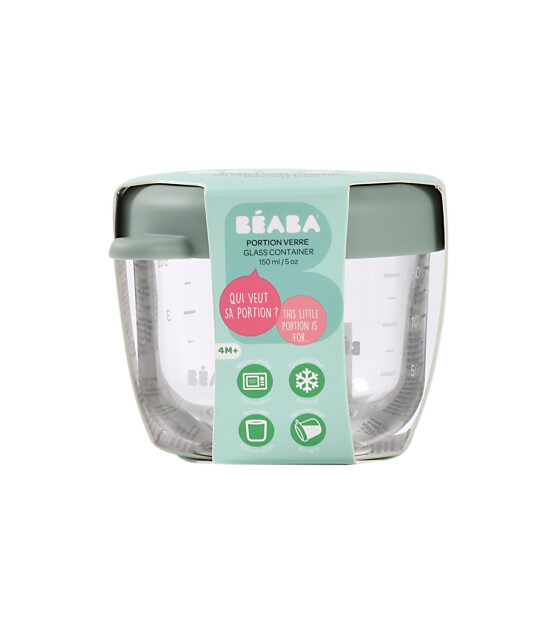 Beaba Bebek cam mama kavanozu 150 ml, Sage Green