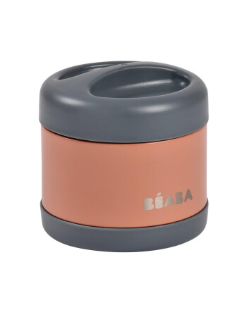 Beaba Paslanmaz &Ccedil;elik Yemek Saklama Termosu (500 ml) // Mineral Grey - Terracotta