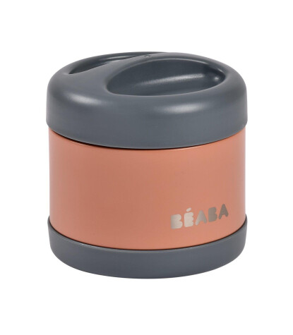 Beaba Paslanmaz Çelik Yemek Saklama Termosu (500 ml) // Mineral Grey - Terracotta