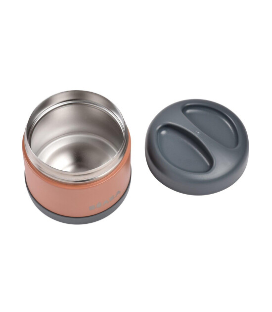 Beaba Paslanmaz Çelik Yemek Saklama Termosu (500 ml) // Mineral Grey - Terracotta