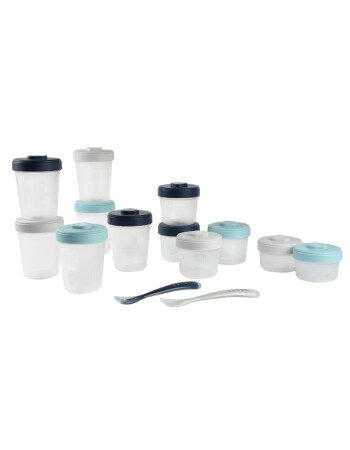 Beaba Saklama Kabı ve Silikon Kaşık Seti // Black - Green