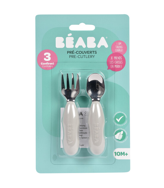 Beaba Paslanmaz Çelik Çatal Kaşık Seti // Velvet Grey