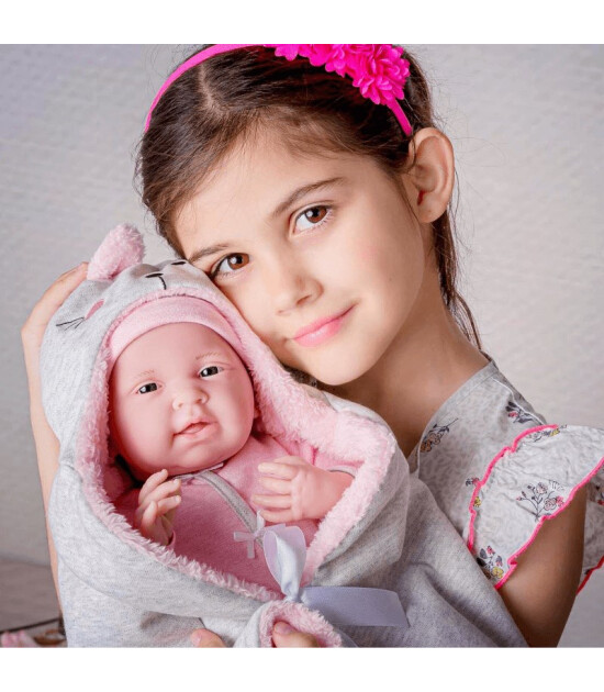 Berenguer Yenidoğan Oyuncak Kız Bebek (39 cm) // Pembe Tavşanlı Battaniye