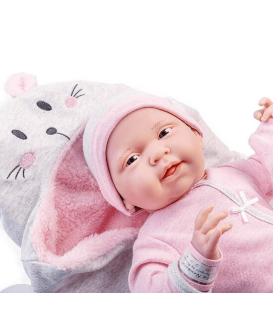 Berenguer Yenidoğan Oyuncak Kız Bebek (39 cm) // Pembe Tavşanlı Battaniye
