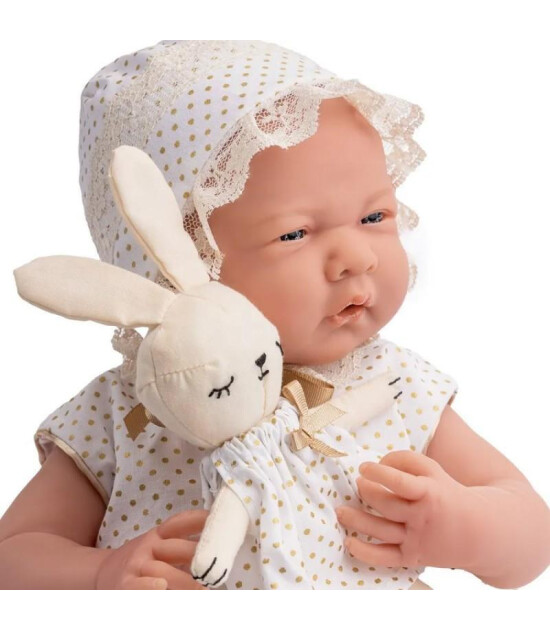 Berenguer Gerçekçi Yenidoğan Oyuncak Kız Bebek (39 cm) // Beyaz Hırka ve Tavşanlı