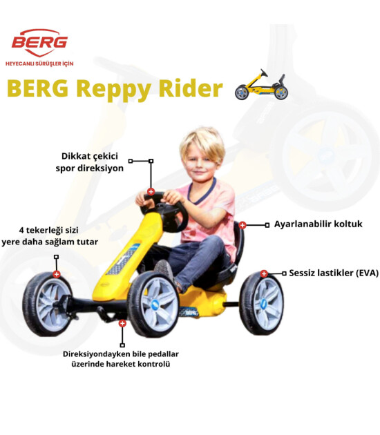 Berg Reppy Rider 4 Tekerlekli Pedallı Gokart Bisikleti // Sarı