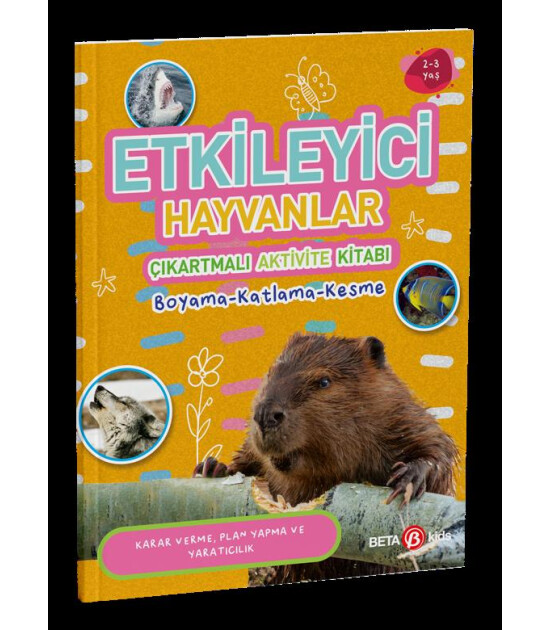 Etkileyici Hayvanlar Çıkartmalı Aktivite Kitabı Boyama-Katlama-Kesme