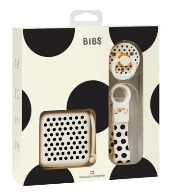 Bibs Studio Colour Emzik Hediye Seti // Polka Dots - Ivory / Black