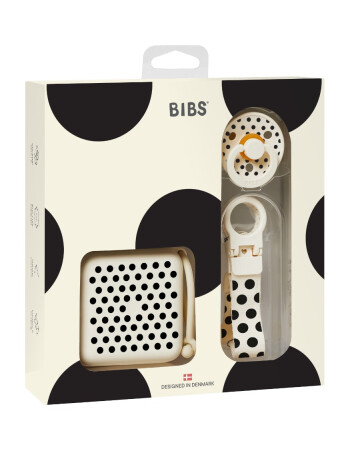 Bibs Studio Colour Emzik Hediye Seti // Polka Dots - Ivory / Black