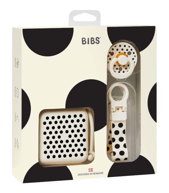Bibs Studio Colour Emzik Hediye Seti // Polka Dots - Ivory / Black