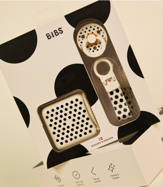Bibs Studio Colour Emzik Hediye Seti // Polka Dots - Ivory / Black