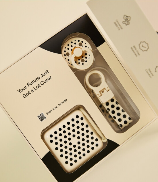 Bibs Studio Colour Emzik Hediye Seti // Polka Dots - Ivory / Black