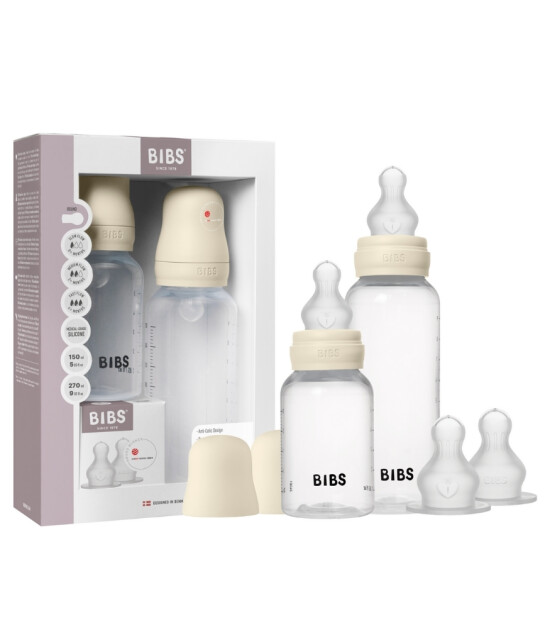 Bibs Baby PP Biberon Set (Silikon Uç) (150ml + 270 ml) // Ivory (2 Adet)