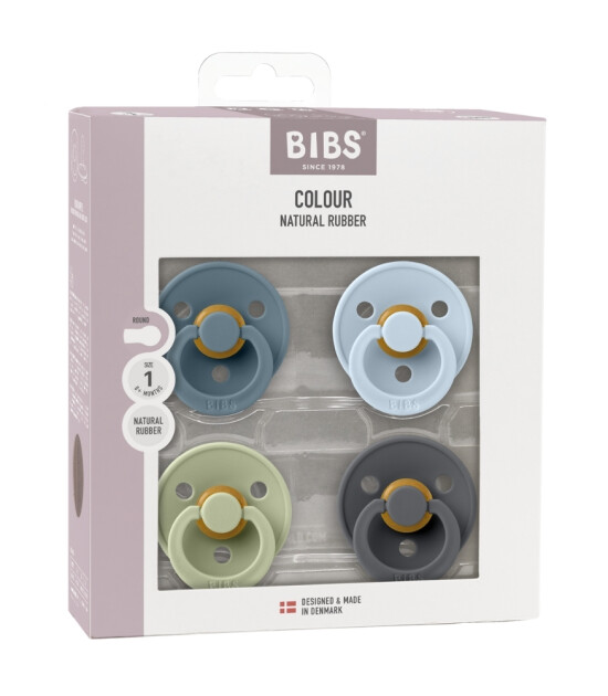 Bibs Colour Kau&ccedil;uk Emzik Set // Petrol - Sage - Baby Blue - Iron