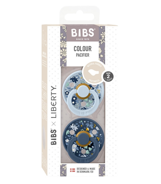 BIBS x Liberty Colour Kauçuk Emzik Set // Chamomile Lawn - Baby Blue
