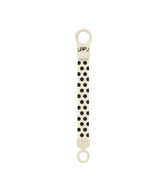 Bibs Loop Clip Emzik Askısı // Polka Dots - Ivory / Black