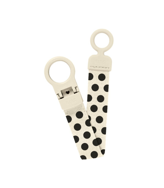 Bibs Loop Clip Emzik Askısı // Polka Dots - Ivory / Black