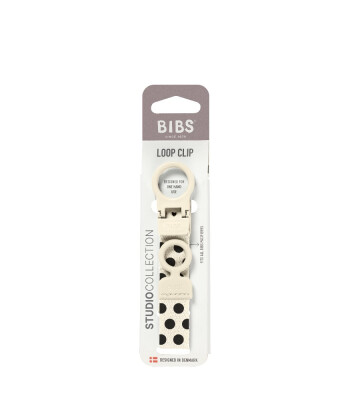 Bibs Loop Clip Emzik Askısı // Polka Dots - Ivory / Black