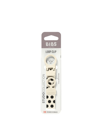 Bibs Loop Clip Emzik Askısı // Polka Dots - Ivory / Black