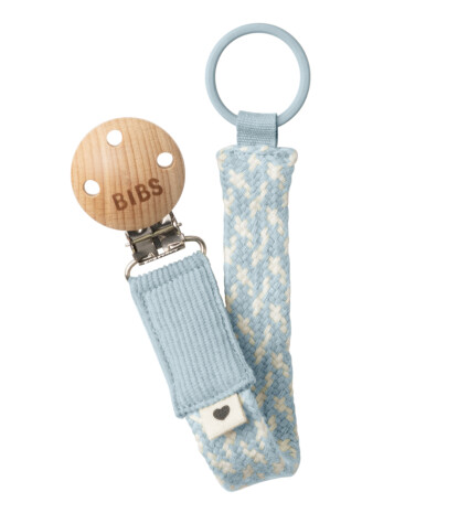 Bibs Paci Braid - Emzik Askısı // Baby Blue - ivory