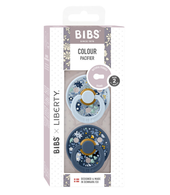 BIBS x Liberty Colour Kauçuk Emzik Set // Chamomile Lawn Baby Blue Mix
