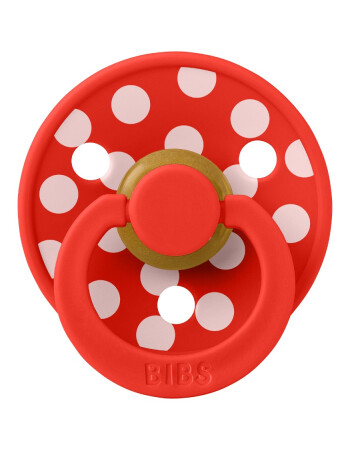 Bibs Colour Kau&ccedil;uk Damaklı Emzik // Polka Dots - Candy Apple / Blossom