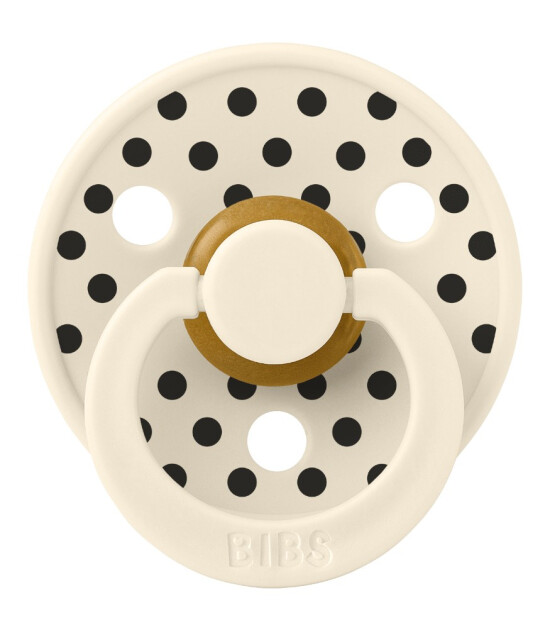 Bibs Colour Kau&ccedil;uk Damaklı Emzik // Polka Dots - Ivory / Black