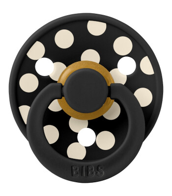 Bibs Studio Kauçuk Emzik // Polka Dots - Black / Ivory