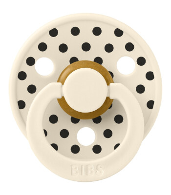 Bibs Studio Kauçuk Emzik // Polka Dots - Ivory / Black