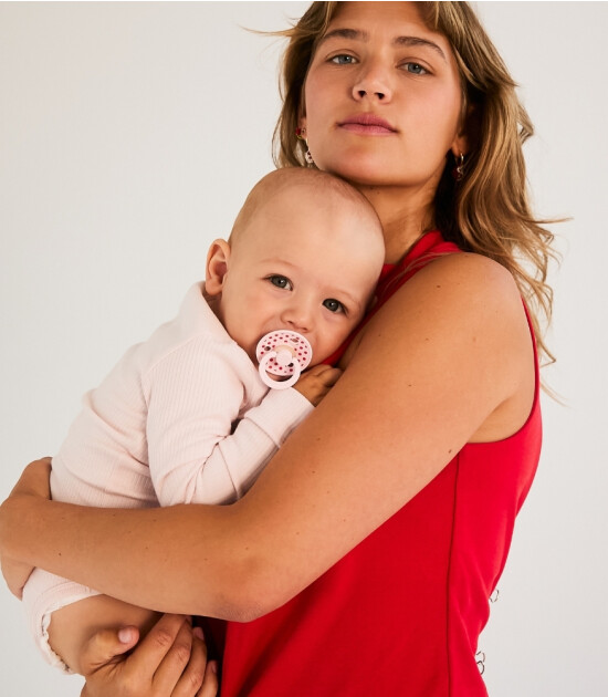 Bibs Studio Kau&ccedil;uk Emzik // Polka Dots - Blossom / Candy Apple