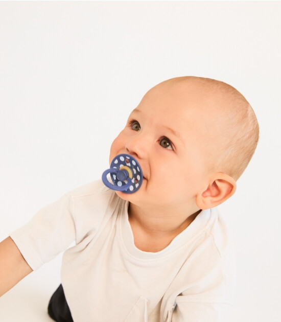 Bibs Studio Kau&ccedil;uk Emzik // Polka Dots - Stel Blue / Baby Blue