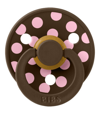 Bibs Studio Kauçuk Emzik // Polka Dots - Mocha / Baby Pink