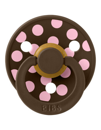 Bibs Studio Kau&ccedil;uk Emzik // Polka Dots - Mocha / Baby Pink