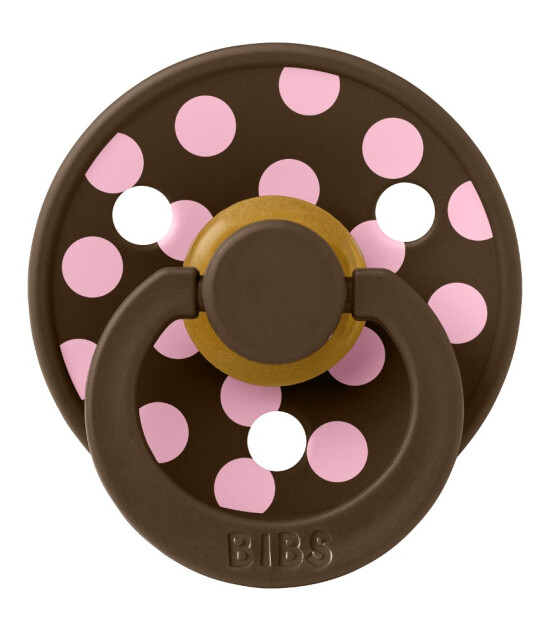 Bibs Studio Kau&ccedil;uk Emzik // Polka Dots - Mocha / Baby Pink