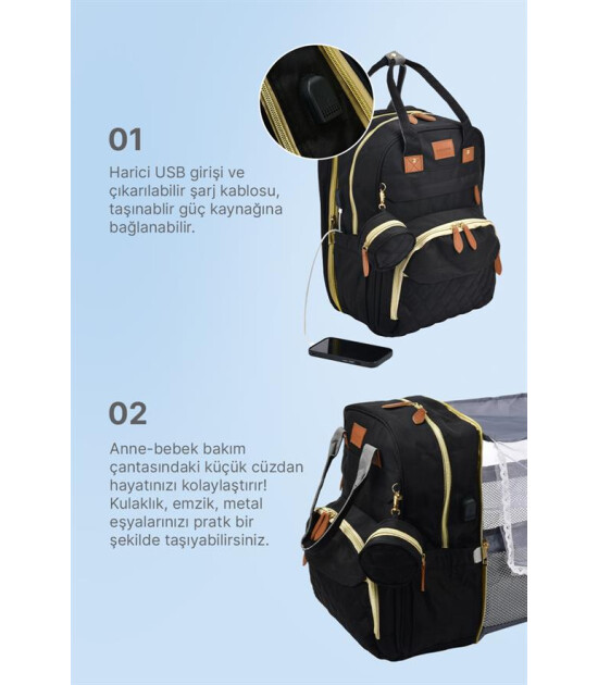 Boule De Petite Çok Fonksiyonlu Siyah Anne-Bebek Bakım Çantası