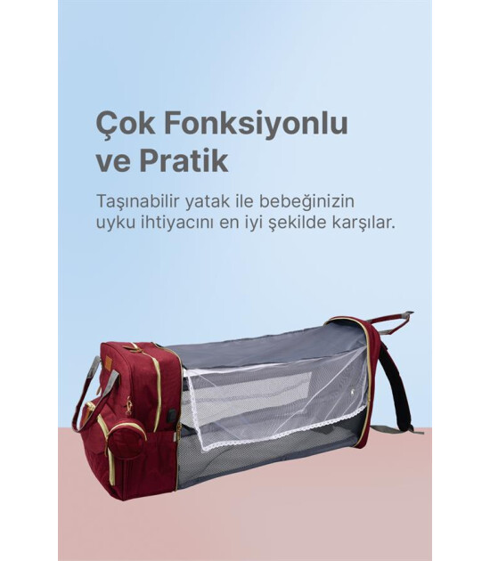 Boule De Petite Çok Fonksiyonlu Bordo Anne-Bebek Bakım Çantası