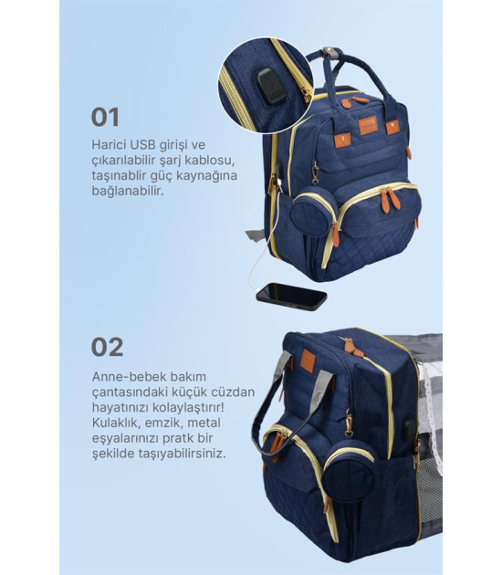 Boule De Petite Çok Fonksiyonlu Lacivert Anne-Bebek Bakım Çantası
