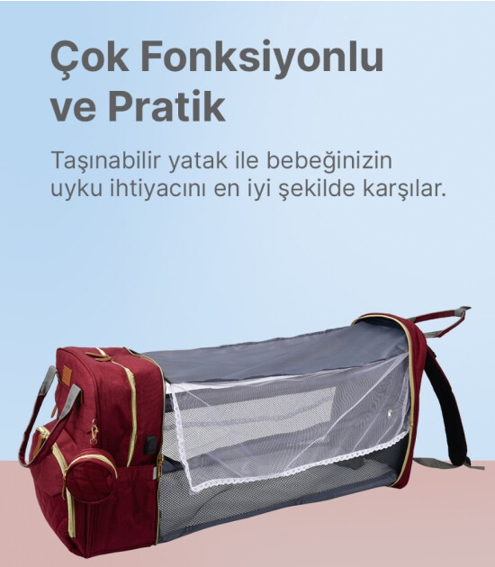 Boule De Petite Çok Fonksiyonlu Bordo Anne-Bebek Bakım Çantası