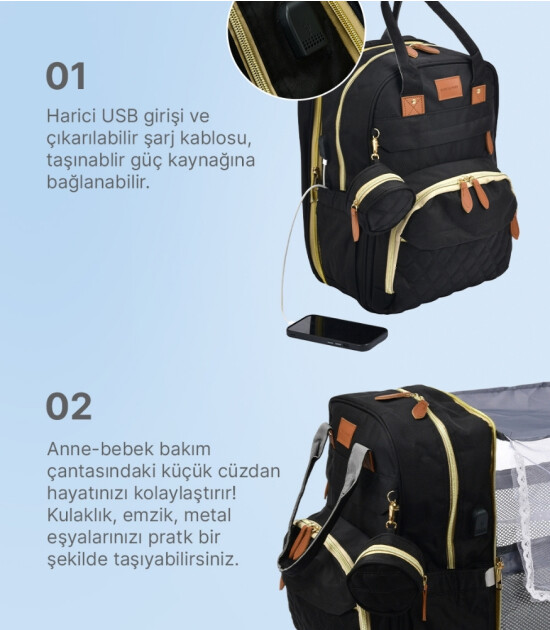 Boule De Petite Çok Fonksiyonlu Siyah Anne-Bebek Bakım Çantası
