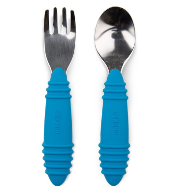 Bumkins Paslanmaz &Ccedil;elik &Ccedil;atal Kaşık Set // Dark Blue