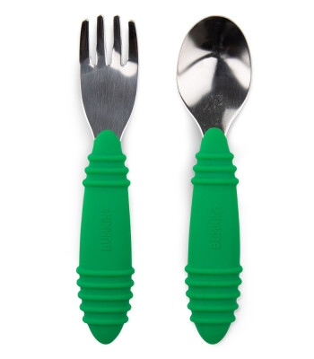 Bumkins Paslanmaz &Ccedil;elik &Ccedil;atal Kaşık Set // Jade