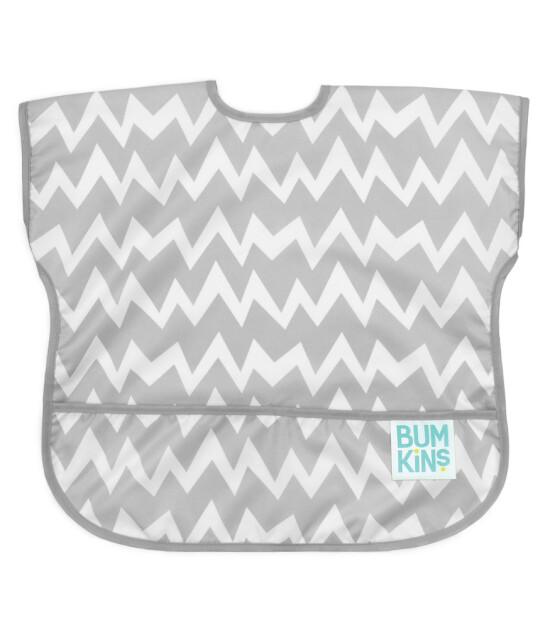 Bumkins Junior Bib Kısa Kollu Önlük // Grey Chevron