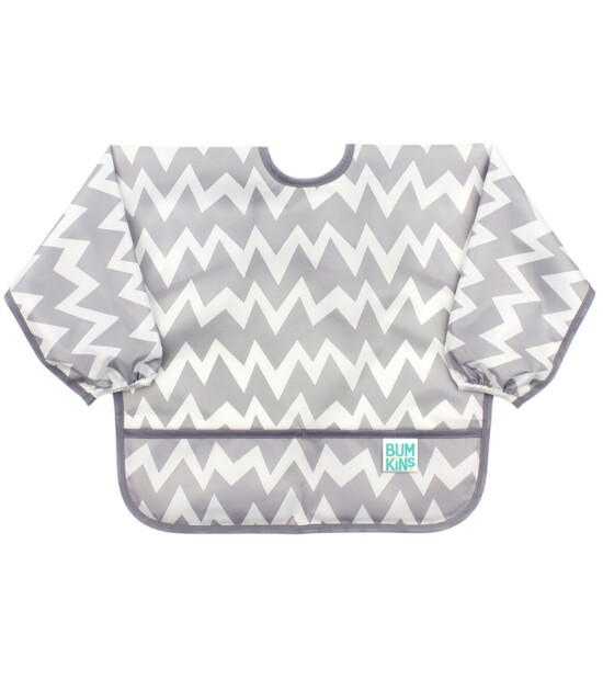 Bumkins Sleeved Bib Uzun Kollu Önlük // Grey Chevron