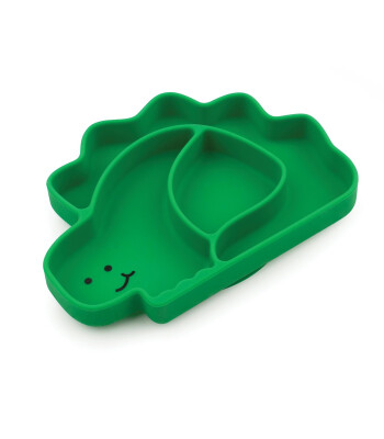 Bumkins Silikon Vakumlu B&ouml;lmeli Tabak // Green Dino