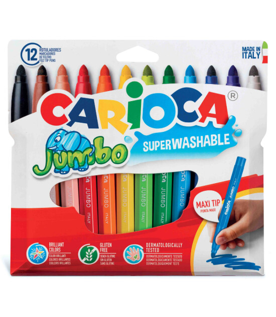 Carioca Jumbo Yıkanabilir Keçeli Boya Kalemi (12 Renk)
