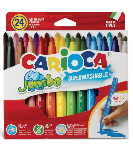 Carioca Jumbo Yıkanabilir Keçeli Boya Kalemi (24 Renk)
