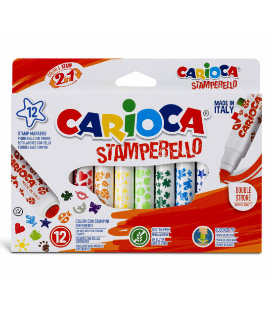 Carioca Stamperello Yıkanabilir Damga  ve Keçeli Boya Kalemi (12 Renk)